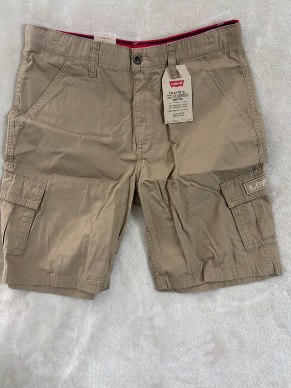 Levi's boysTan Cargo Shorts with Red Waist Trim